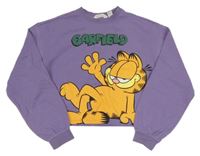 Fialová crop mikina s Garfildem H&M
