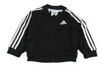 Černá sportovní propínací mikina s logem a pruhy Adidas