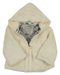 Smetanový kožešinový podšitý kabátek s kapucí zn. Shein