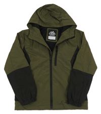 Khaki-černá šusťáková jarní bunda s kapucí Matalan