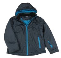 Tmavomodrá šusťáková lyžařská bunda s kapucí Pocopiano