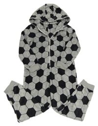 Šedo-černá vzorovaná chlupatá kombinéza s kapucí M&S