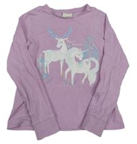 Lila pyžamové triko s jednorožci C&A