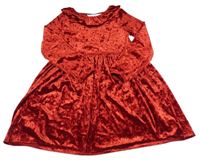 Rubínové sametové šaty s volánkem H&M