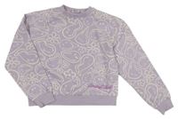 Lila vzorovaná crop mikina 