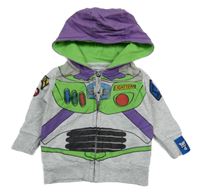 Šedo-fialová propínací mikina s kapucí - Buzz rakeťák Disney