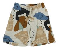 Smetnaovo-hnědo-modré vzorované teplákové kraťasy H&M