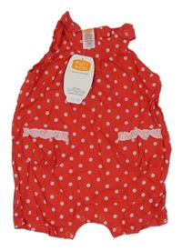 Nové - červené puntíkaté lehké laclové kraťasy Mini Mode