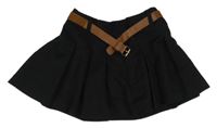 Černá kolová sukně s hnědým páskem H&M