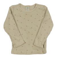 Smetanové žebrované triko s kvítky H&M