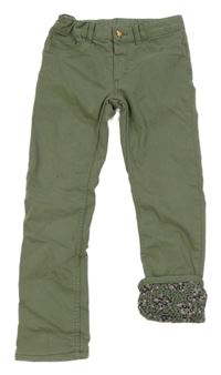 Khaki plátěné podšité kalhoty H&M