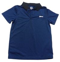 Černo-modré pruhované sportovní polo tričko s logem Slazenger