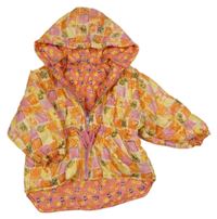 Žluto-oranžovo-žlutá kostkovaná zimní šusťáková oboustranná parka s kapucí Next