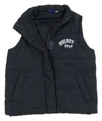 Tmavomodrá šusťáková zateplená vesta s nápisem Lupilu