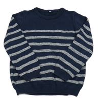 Tmavomodro-bílý pruhovaný svetr M&S