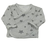 Šedé melírované zavinovací triko s hvězdami