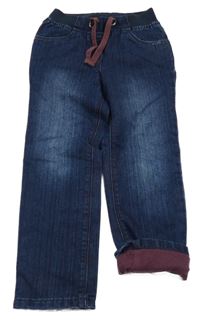 Tmavomodré teplákové podšité rifle s úpletovým pasem Lupilu