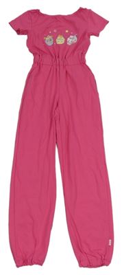 Fuchsiový kalhotový overal s obrázky 