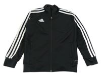 Černo-bíá propínací sportovní mikina s pruhy Adidas