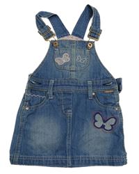 Světlemodré laclové riflové šaty s motýlky 