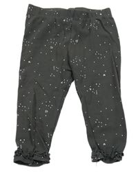 Antracitové puntíkaté legíny se srdíčky a volánkem 