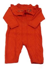 Nové - Červený vzorovaný pletený overal s listy a volánkem Dunnes Stores