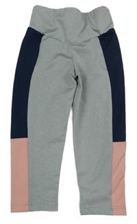 Šedo-tmavomodro-růžové sportovní legíny Vertbaudet