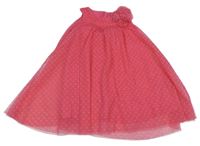 Růžové puntíkaté tylové šaty s 3D květem Kiki&Koko