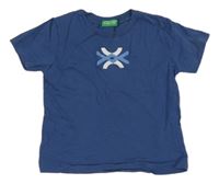 Šedomodré tričko s logem Benetton