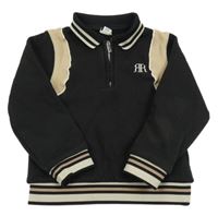 Černo-béžová mikina s logem a límečkem River Island