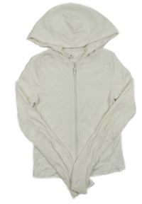 Bílá žebrovaná lehká propínací crop mikina s kapucí H&M