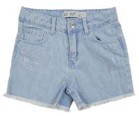 Světlemodré riflové kraťasy se srdíčky z kamínků Denim Co.