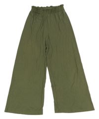 Khaki žebrované culottes kalhoty H&M