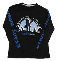 Černo-modré triko se snowboarďákem 