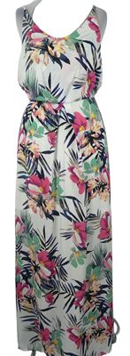 Dámské bílo-barevné květované dlouhé šaty H&M