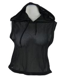 Dámský černý síťovaný crop top s kapucí Urban 