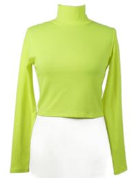 Dámské limetkové žebrované crop triko se stojáčkem H&M