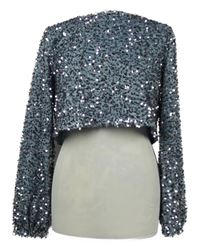 Nové - Dámské světlemodré flitrové crop triko s volnými zády Boohoo 