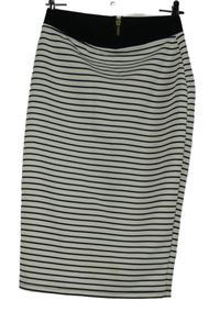 Dámská černo-bílá pruhovaná pouzdrová sukně Mystify 