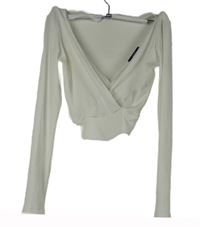 Dámské bílé žebrované crop triko Bershka 