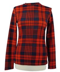 Dámské červeno-tmavomodré kostkované triko Shein 