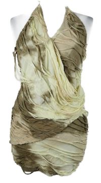 Dámské smetanovo-béžové batikované šaty s třásněmi PrettyLittle Thing