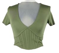 Dámské olivové crop tričko Amisu 