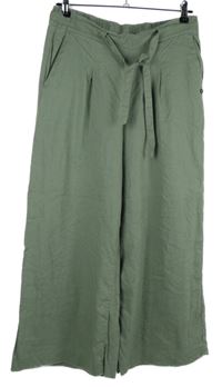 Dámské khaki lněné culottes kalhoty s páskem Garcia 