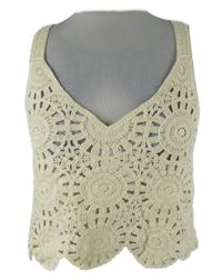 Dámský smetanový háčkovaný crop top Only