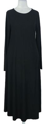 Dámské černé žebrované midi těhotenské šaty H&M