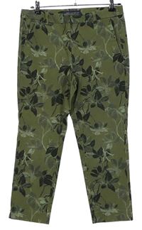 Dámské khaki květované crop kalhoty M&S