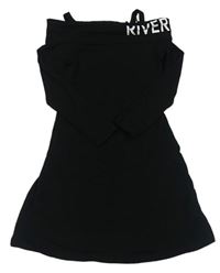 Černé bavlněné šaty s logem River Island