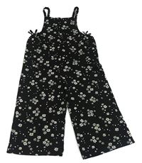 Černý květinový kalhotový overal Matalan