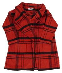 Červeno-černý kostkovaný vlněný cardigan zn. M&S